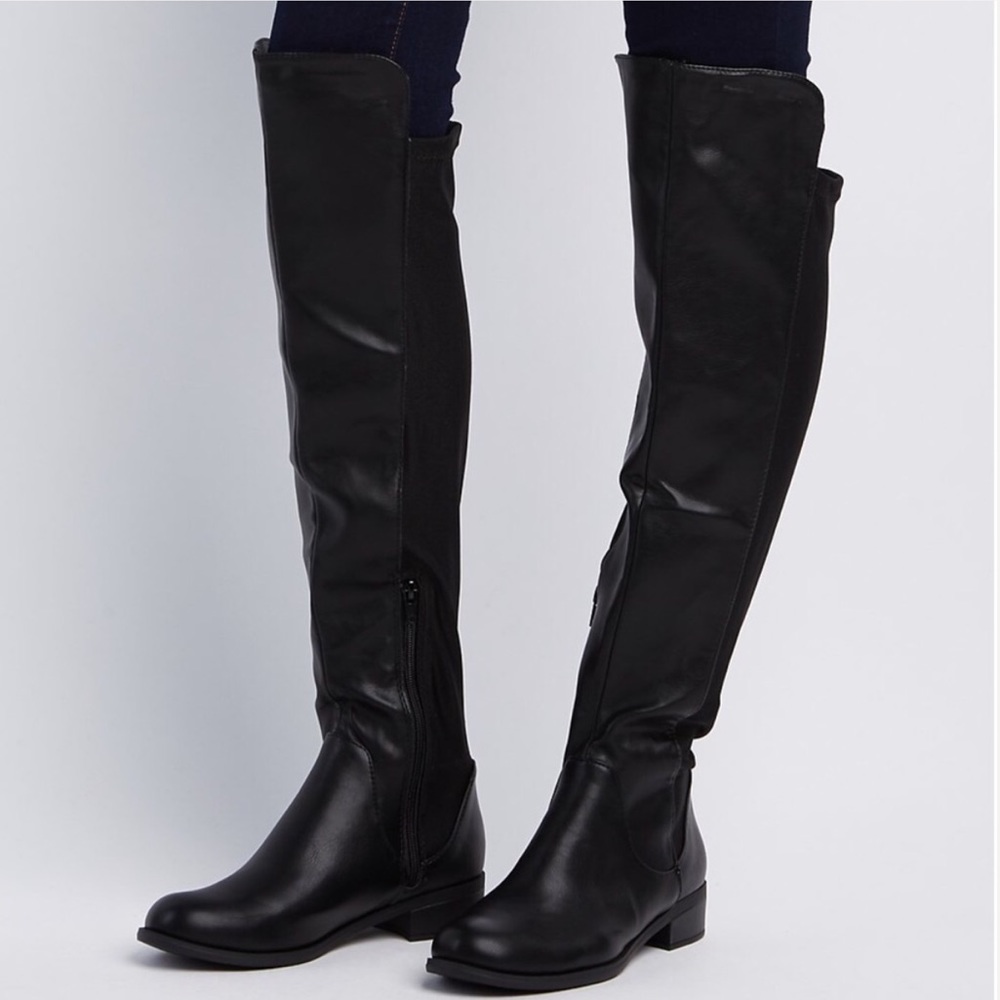 Soda Shoes Twisty Black Suede Over Knee Boot 7.5 - Picture 8 of 8